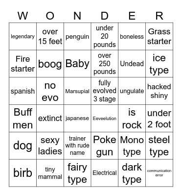 Scarlet/Violet wonder trading Bingo Card