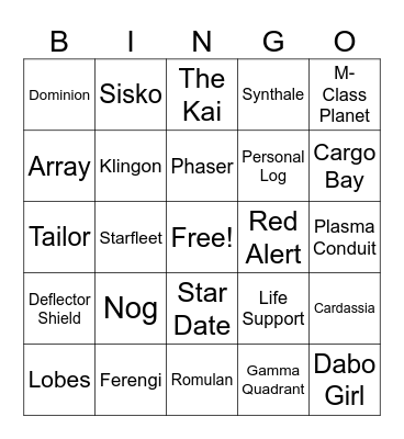 Deep Space 9 Bingo Card