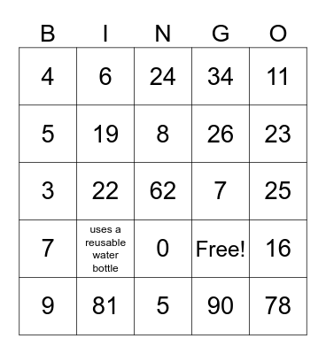 Earth Corps Bingo! Bingo Card