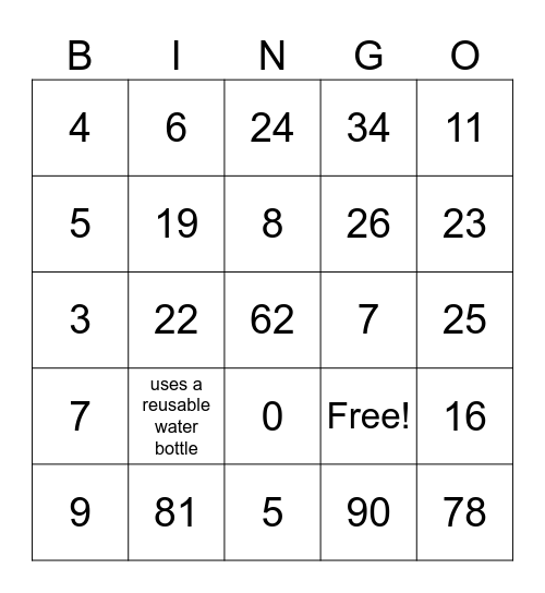 Earth Corps Bingo! Bingo Card