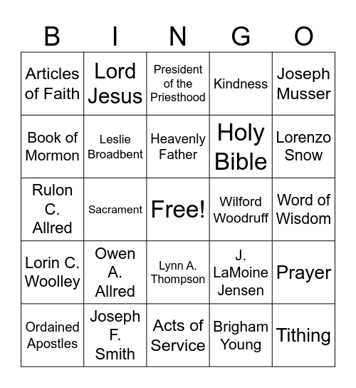 MERRI MISS A Bingo Card