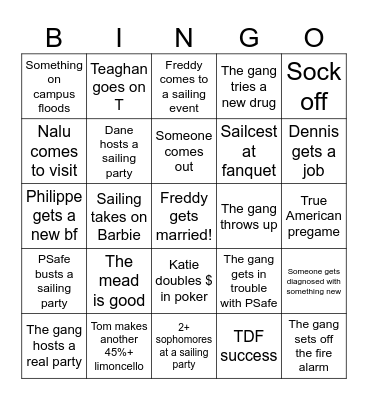 It's Always Rainy in Middletown Bingo Card