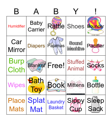 Baby Shower Bingo Card