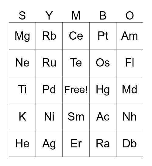 SYMBO Bingo Card