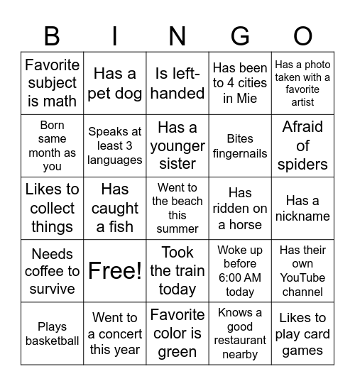 Untitled Bingo Card