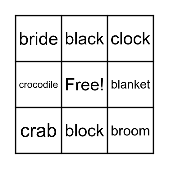 P3 blends (bl, cl, br) Bingo Card