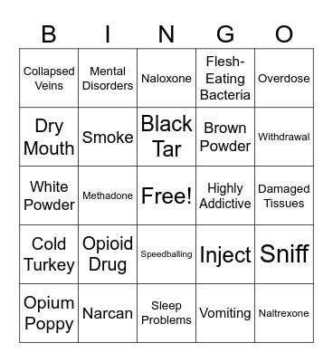 What About Heroin? Bingo Card