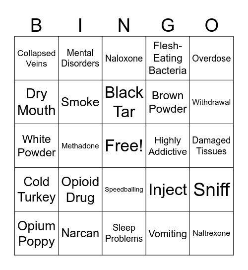 What About Heroin? Bingo Card