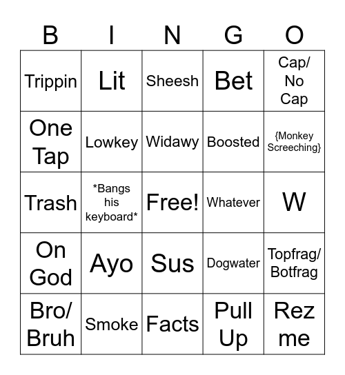 Jonathan Playing Valorant Bingo Card