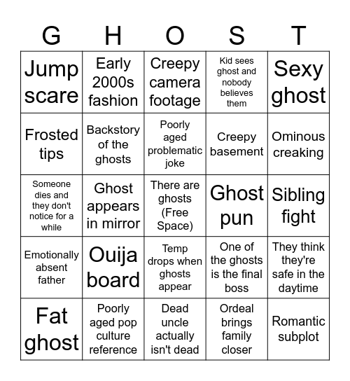 Thir13en Ghosts Bingo Card