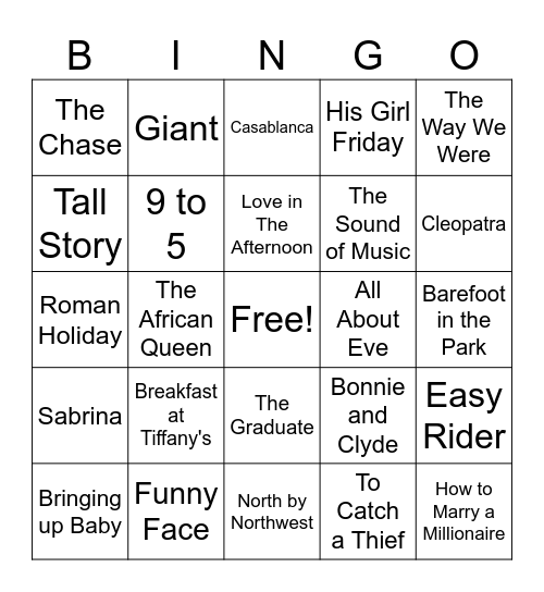 Movie Bingo Card