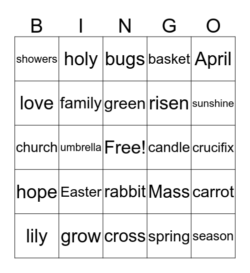 Easter Bingo Card