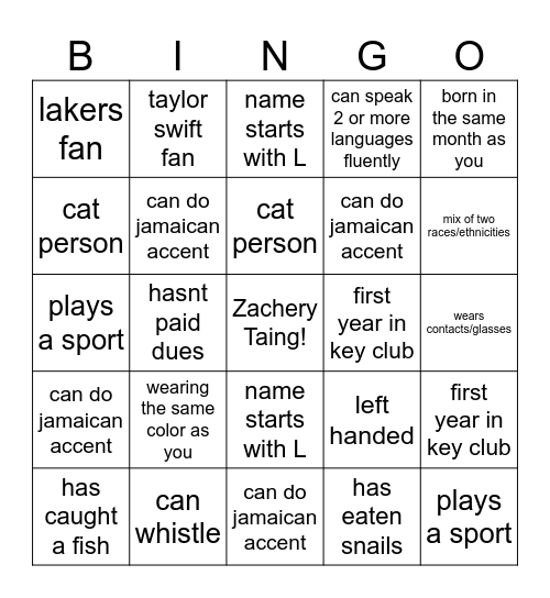 Untitled Bingo Card