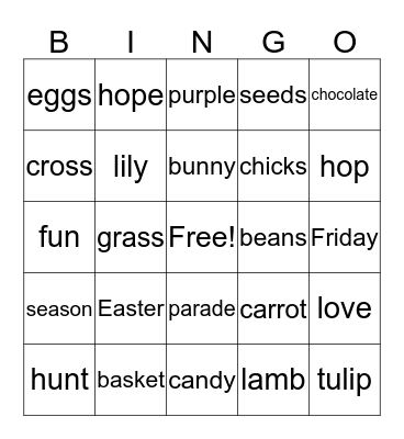 Easter  Bingo Card