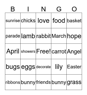 EASTER  Bingo Card