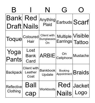 RBC CLIENT BINGO! Bingo Card