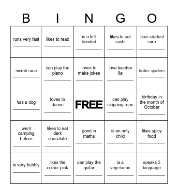 CHILDRENS DAY BINGO Card