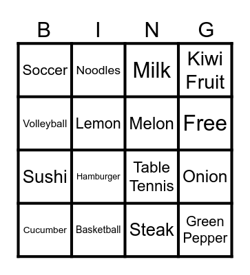 What do you like? Bingo Card