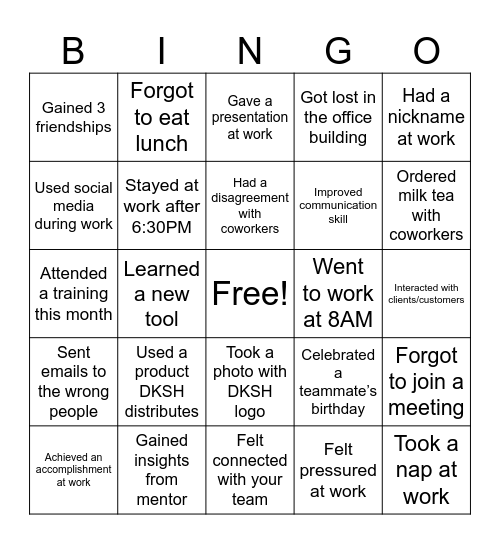 DIP '23 Bingo Card