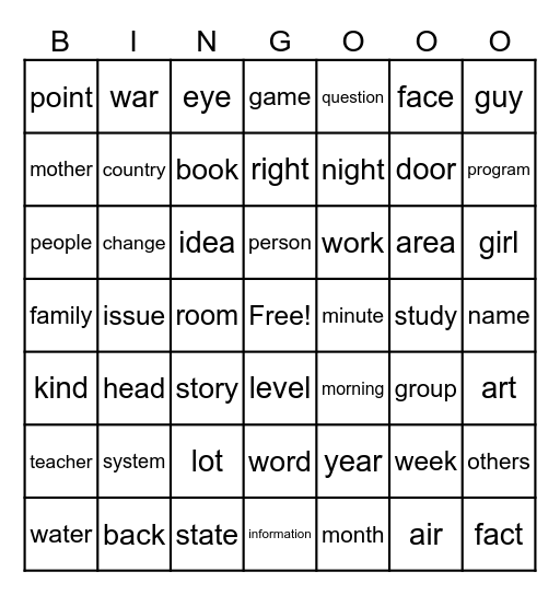 Untitled Bingo Card