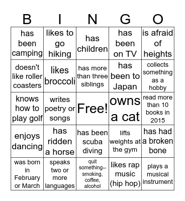 Ice Breaker Bingo Card