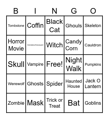 Halloween Bingo Card