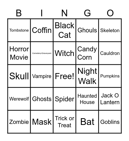 Halloween Bingo Card