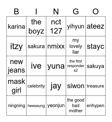 IN03YUNA Bingo Card