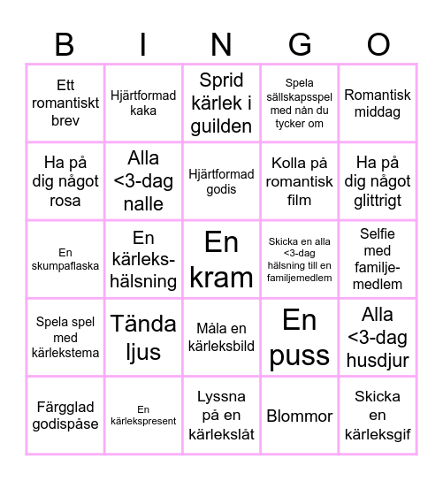 CK's Alla <3-dags bingo! Bingo Card