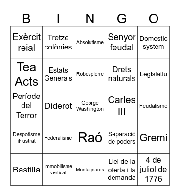 Bingo revolucionari Bingo Card