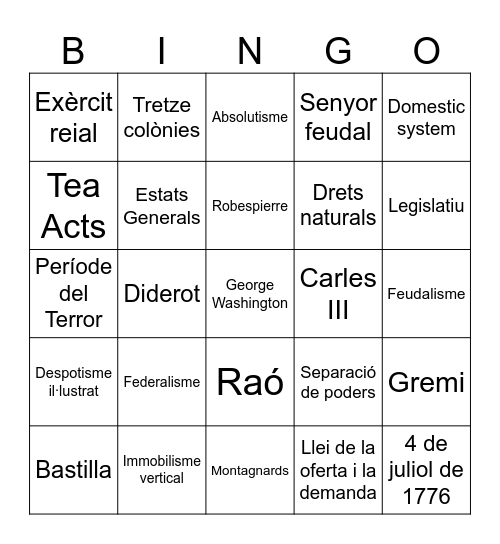 Bingo revolucionari Bingo Card