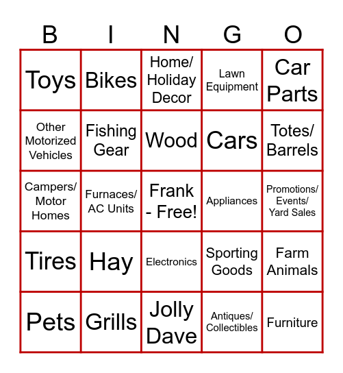 Tradin' Post Bingo Card