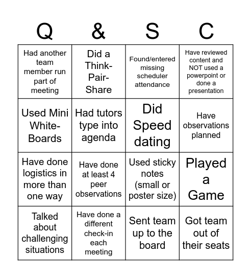 Meeting Bingo! Bingo Card