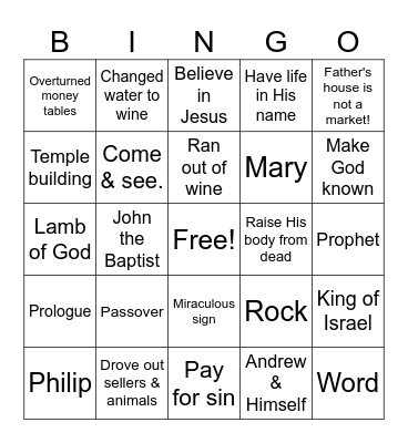Homework Bingo John 1 - 2 Bingo Card