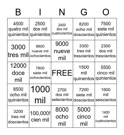 BINGO Card