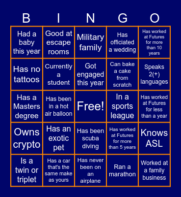 Icebreaker Bingo Card