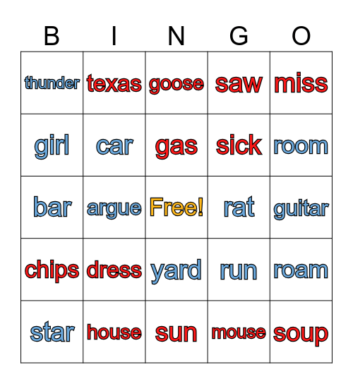 SPEECH BINGO Card