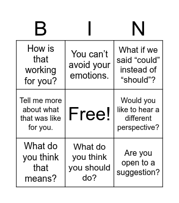 Therapy Bingo Card