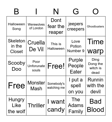 Halloween Bingo Card