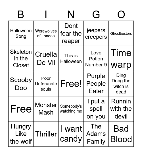 Halloween Bingo Card