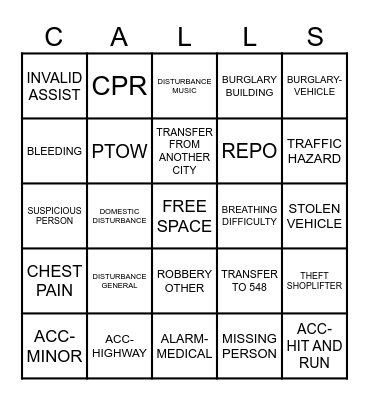 DISPATCHER     BINGO Card