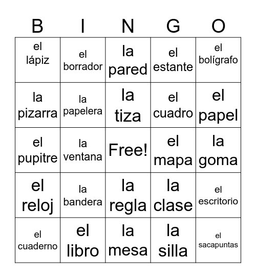 La Clase Bingo Card