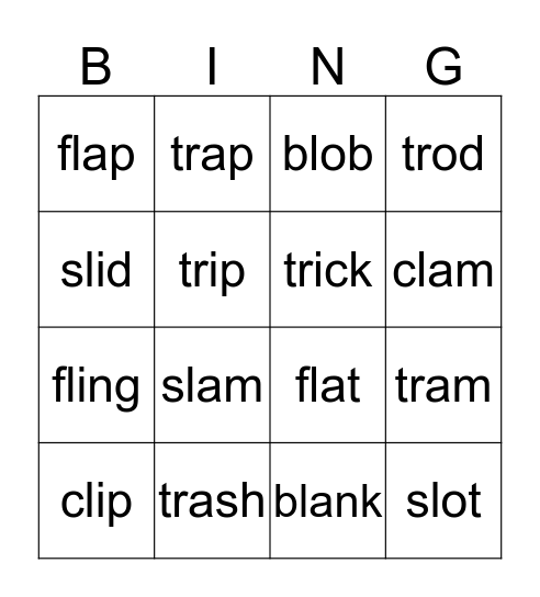 Blends Bingo Card