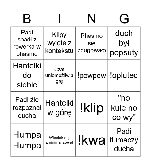 Bingo Padiego Bingo Card