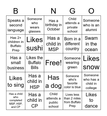 Get To Know You Bingo Card