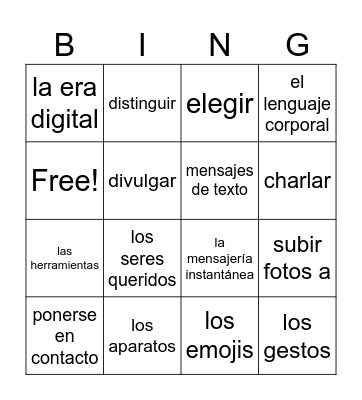 Entreculturas 4, Unidad 1-La Comunicación Bingo Card