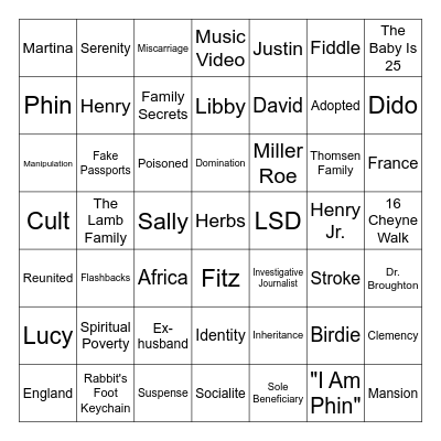 The Family Upstairs Bingo Card