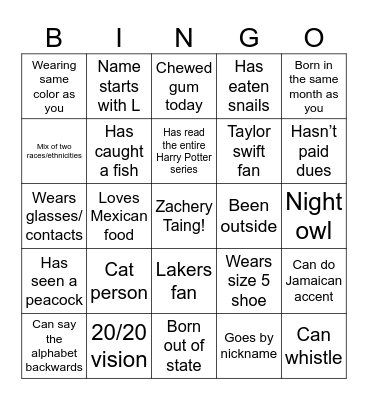 Untitled Bingo Card