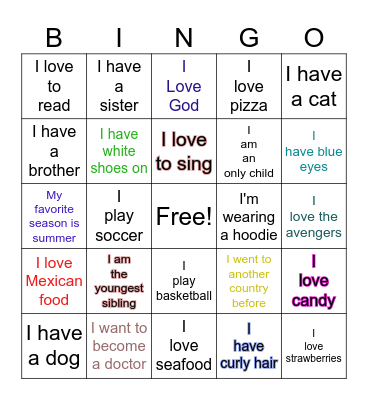 Icebreaker Bingo Card