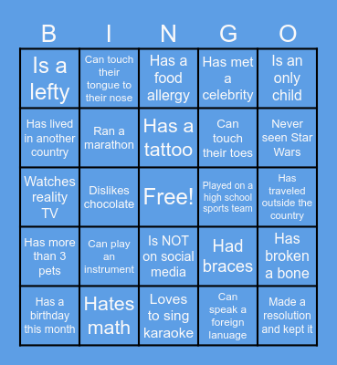 ORS Icebreaker Bingo Card